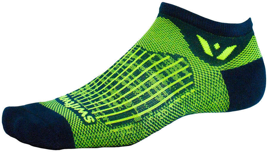 Swiftwick Aspire Zero Socks - No Show, Bolt Navy Citron, Medium