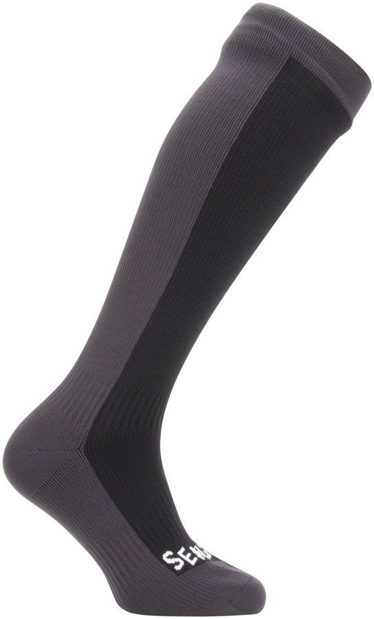 SealSkinz Waterproof Cold Weather Knee Length Socks - 10 inch, Black/Gray, X-Large