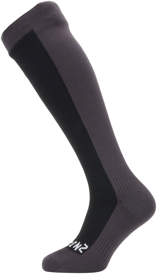 SealSkinz Waterproof Cold Weather Knee Length Socks - 10 inch, Black/Gray, Small