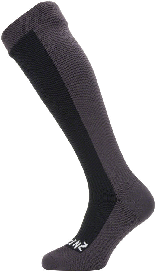 SealSkinz Waterproof Cold Weather Knee Length Socks - 10 inch, Black/Gray, X-Large