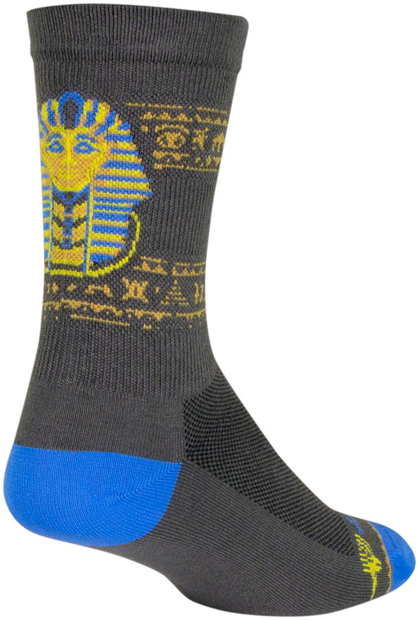 SockGuy Ancient Crew Socks - 6 inch, Gray/Yellow/Blue, Large/X-Large