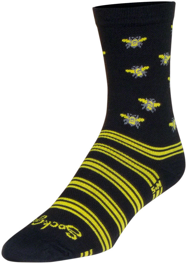 SockGuy Buzz Crew Socks - 6 inch, Black/Yellow, Small/Medium