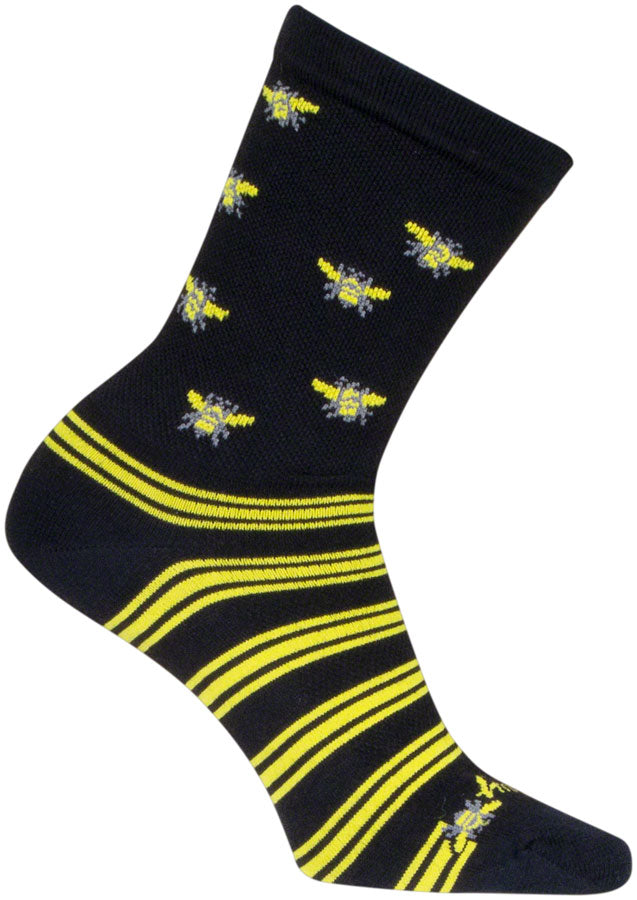 SockGuy Buzz Crew Socks - 6 inch, Black/Yellow, Small/Medium