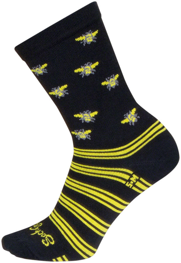 SockGuy Buzz Crew Socks - 6 inch, Black/Yellow, Small/Medium