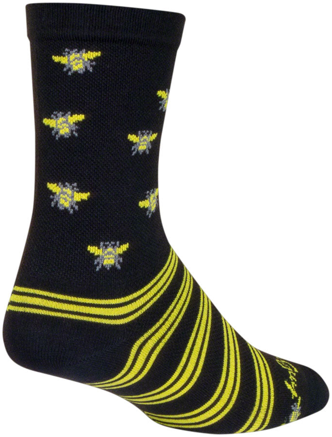 SockGuy Buzz Crew Socks - 6 inch, Black/Yellow, Small/Medium