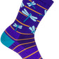 SockGuy Dragonflies Crew Socks - 6 inch, Purple/Blue/Orange, Small/Medium