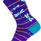 SockGuy Dragonflies Crew Socks - 6 inch, Purple/Blue/Orange, Small/Medium