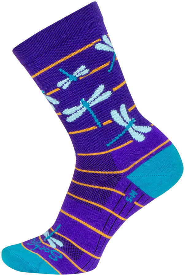 SockGuy Dragonflies Crew Socks - 6 inch, Purple/Blue/Orange, Large/X-Large