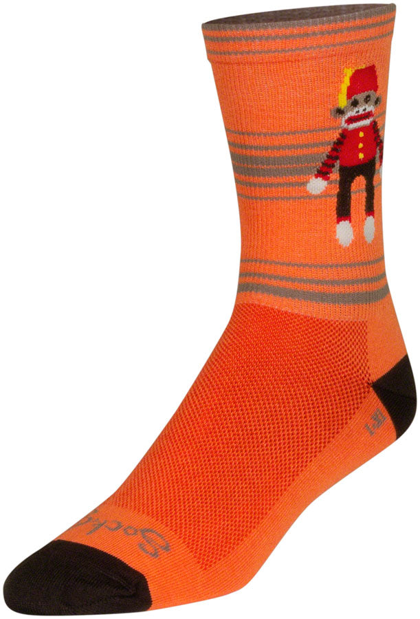SockGuy Funky Monkey Crew Socks - 6 inch, Orange/Red/Brown, Large/X-Large