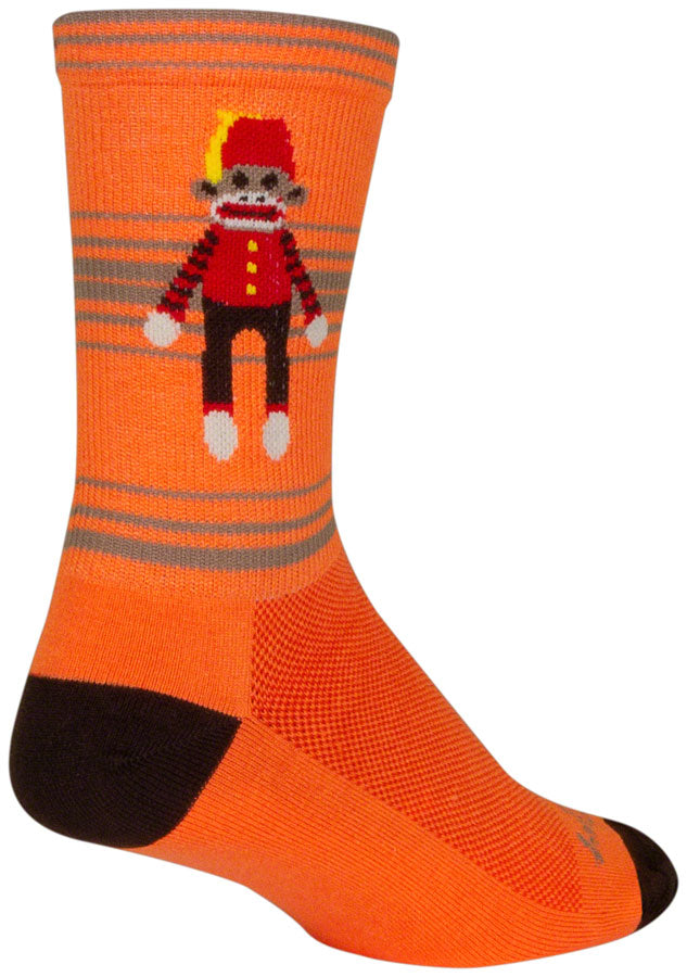 SockGuy Funky Monkey Crew Socks - 6 inch, Orange/Red/Brown, Large/X-Large