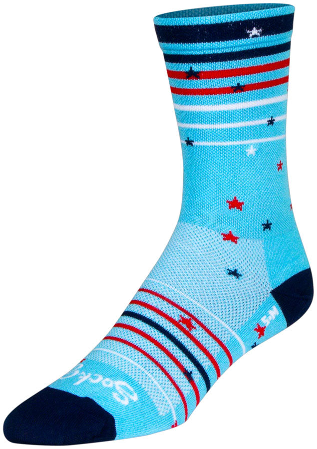 SockGuy Sparkler Crew Socks - 6 inch, Red/White/Blue, Small/Medium