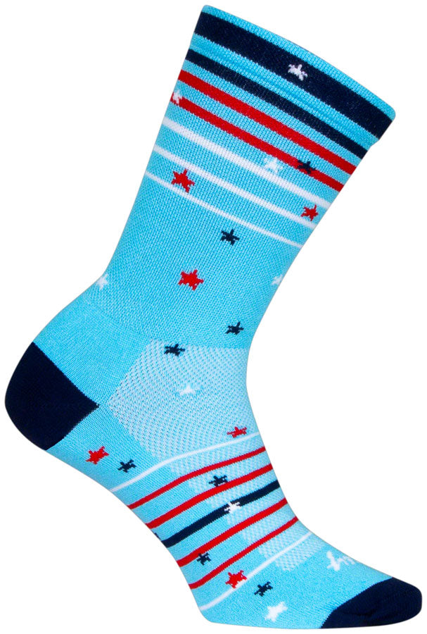 SockGuy Sparkler Crew Socks - 6 inch, Red/White/Blue, Small/Medium