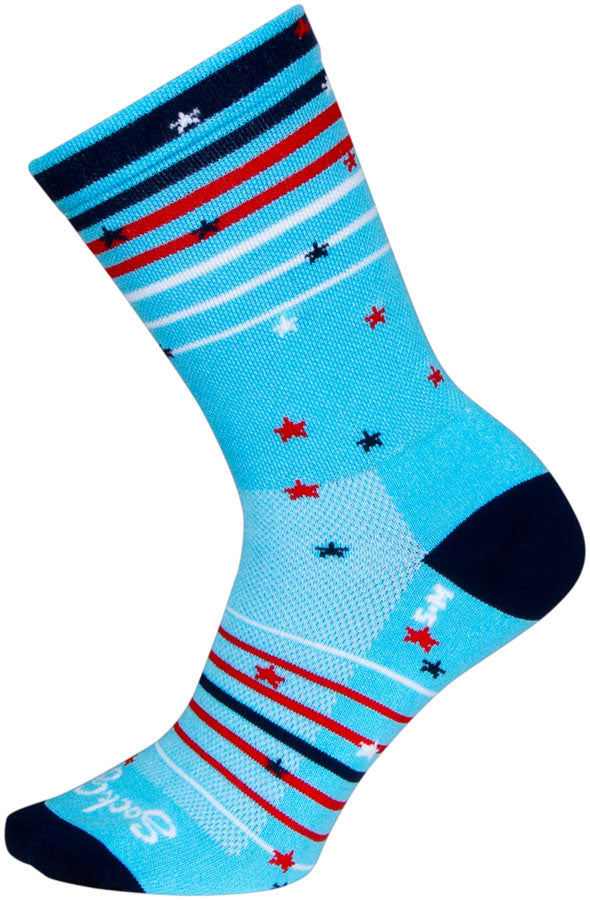 SockGuy Sparkler Crew Socks - 6 inch, Red/White/Blue, Small/Medium