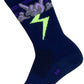 SockGuy Thunder Crew Socks - 6 inch, Navy/Purple/Green, Small/Medium