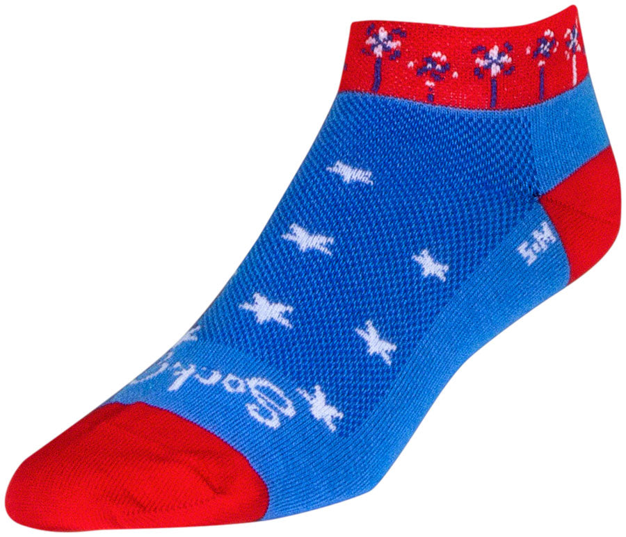 SockGuy Pinwheel Classic Low Socks - 1 inch, Red/White/Blue, Women's, Small/Medium