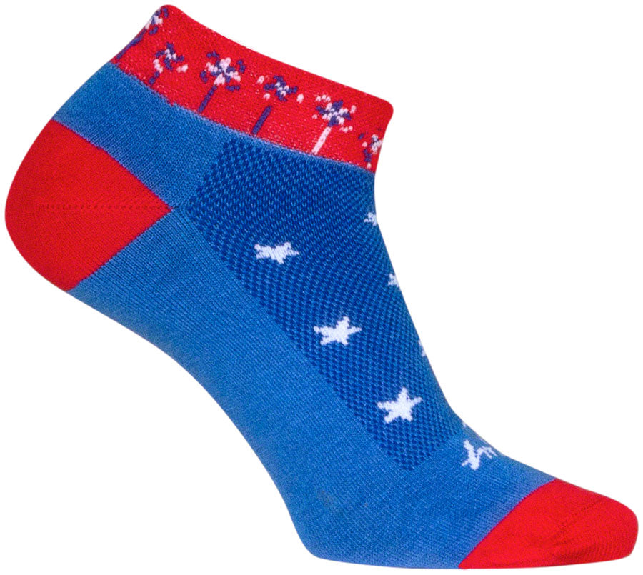 SockGuy Pinwheel Classic Low Socks - 1 inch, Red/White/Blue, Women's, Small/Medium