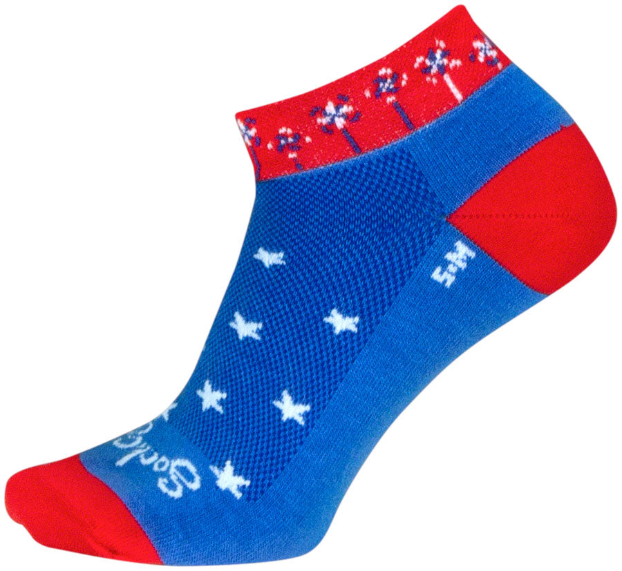 SockGuy Pinwheel Classic Low Socks - 1 inch, Red/White/Blue, Women's, Small/Medium
