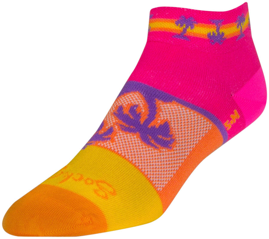 SockGuy Tropical Classic Low Socks - 1 inch, Pink/Yellow/Orange, Women's, Small/Medium