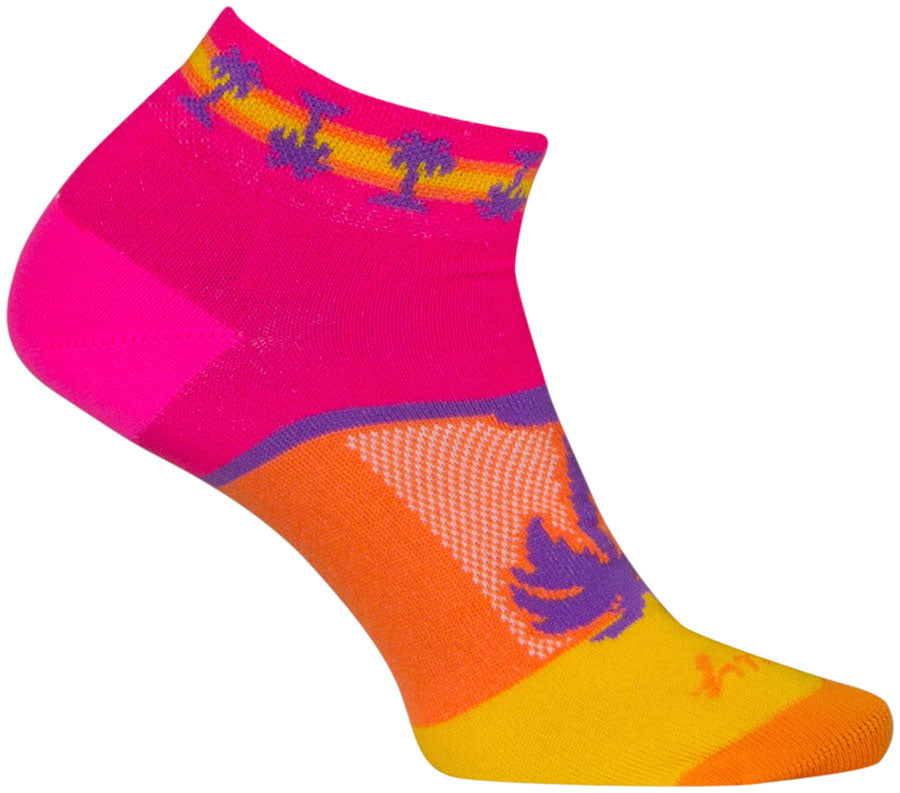 SockGuy Tropical Classic Low Socks - 1 inch, Pink/Yellow/Orange, Women's, Small/Medium