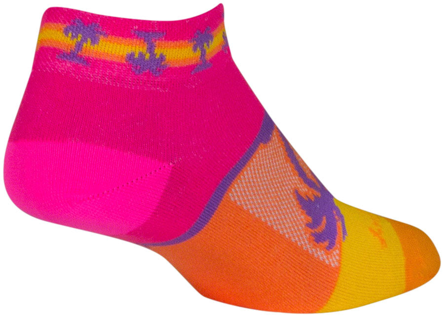 SockGuy Tropical Classic Low Socks - 1 inch, Pink/Yellow/Orange, Women's, Small/Medium