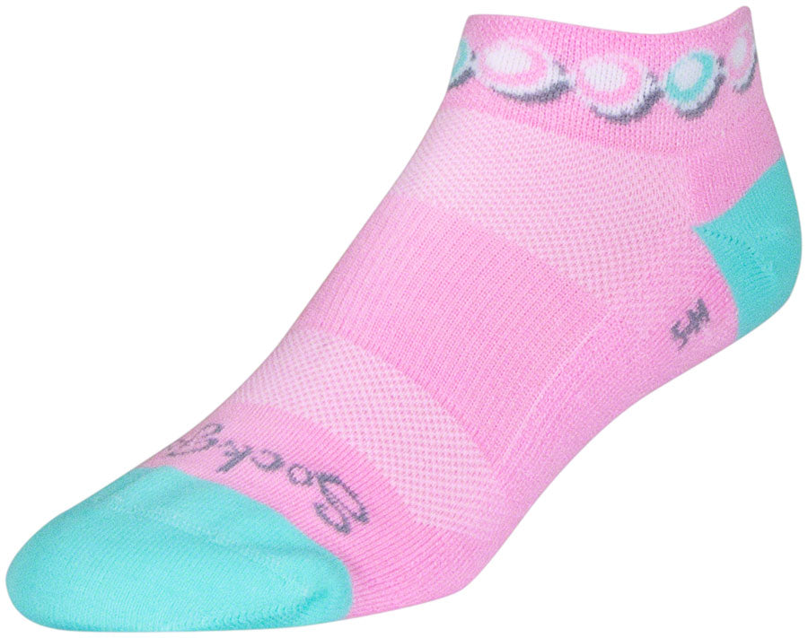 SockGuy Channel Air Pearls Classic Low Socks - 1 inch, Pink/Blue, Women's, Small/Medium