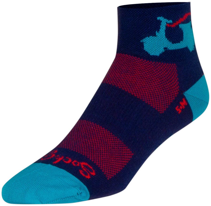 SockGuy Bella Classic Low Socks - 2 inch, Blue/Red, Women's, Small/Medium