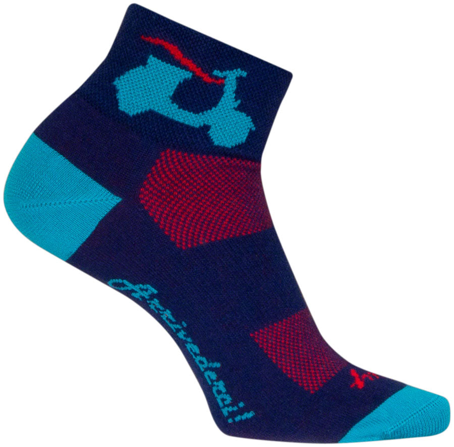 SockGuy Bella Classic Low Socks - 2 inch, Blue/Red, Women's, Small/Medium