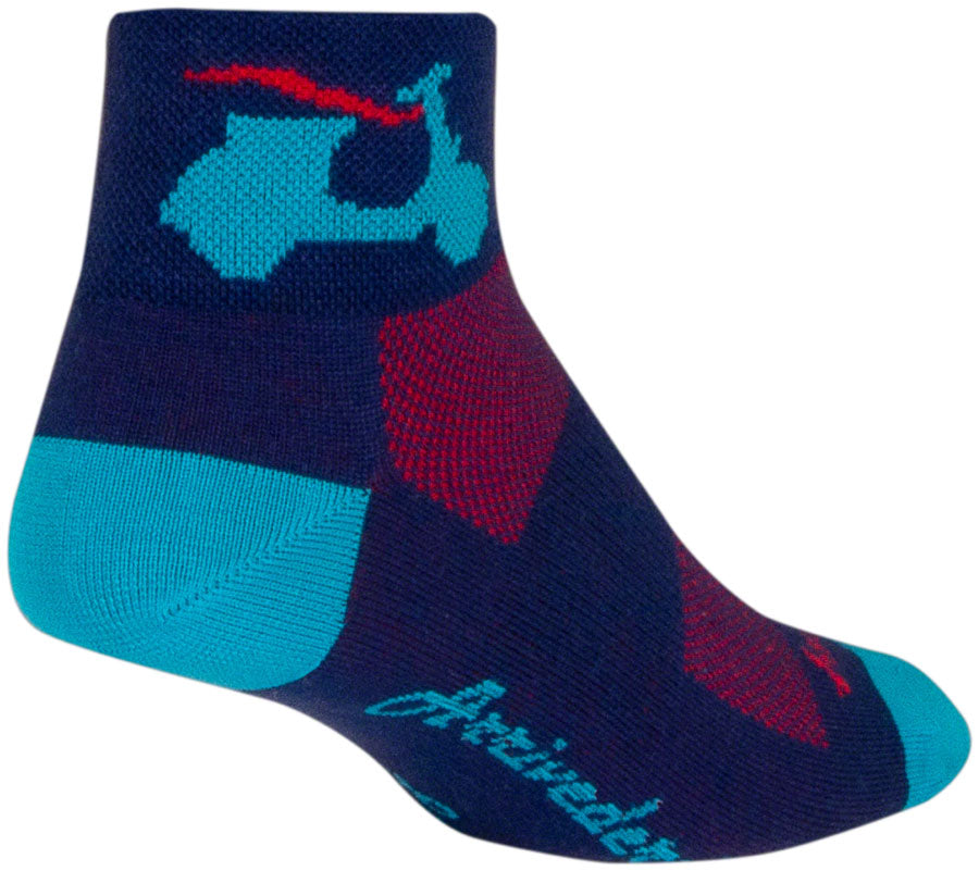 SockGuy Bella Classic Low Socks - 2 inch, Blue/Red, Women's, Small/Medium