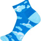 SockGuy Cloudy Classic Low Socks - 2 inch, Blue, Women's, Small/Medium