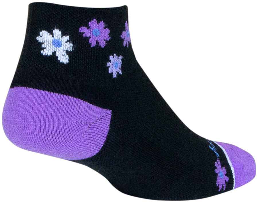 SockGuy Channel Air Daisy Classic Low Socks - 2 inch, Black/Purple, Women's, Small/Medium