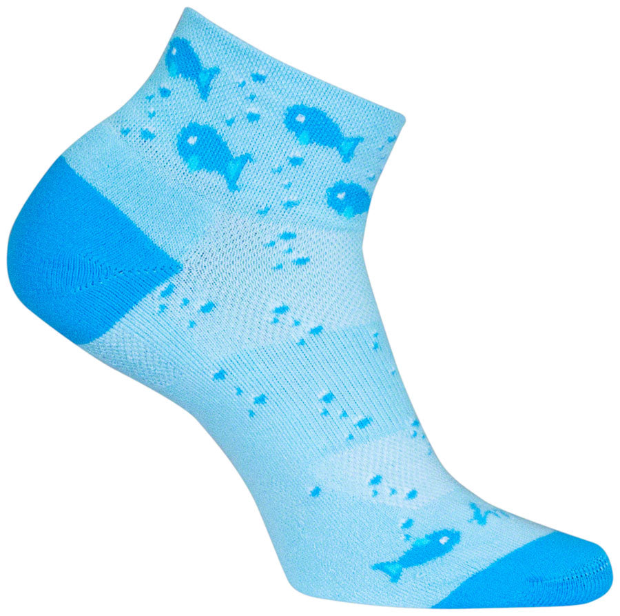 SockGuy Channel Air Fishy Classic Low Socks - 2 inch, Blue, Women's, Small/Medium