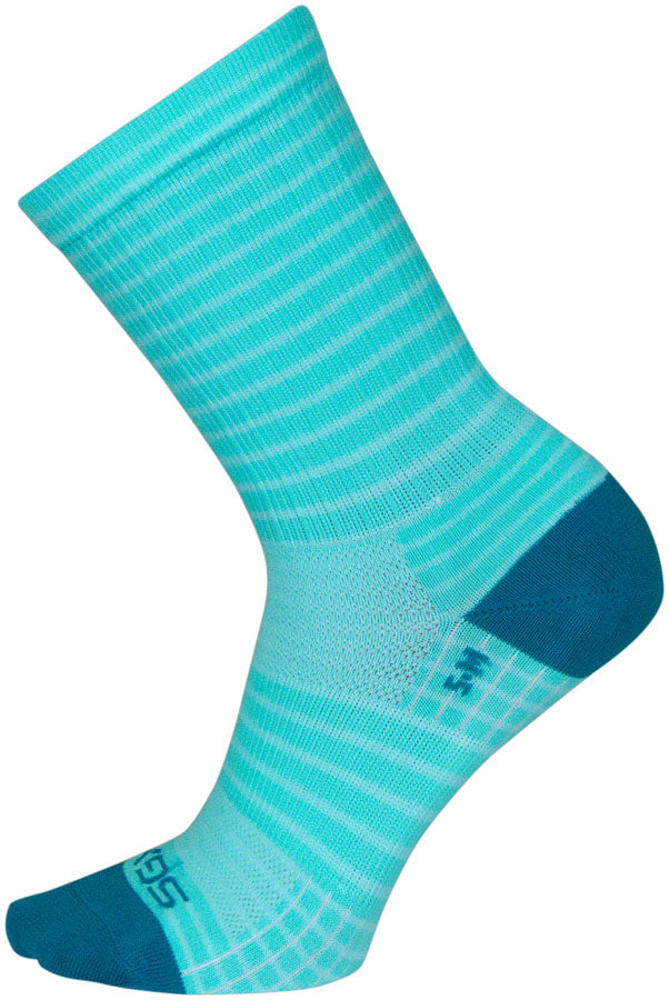 SockGuy Aqua Stripes SGX Socks - 6 inch, Aqua, Large/X-Large