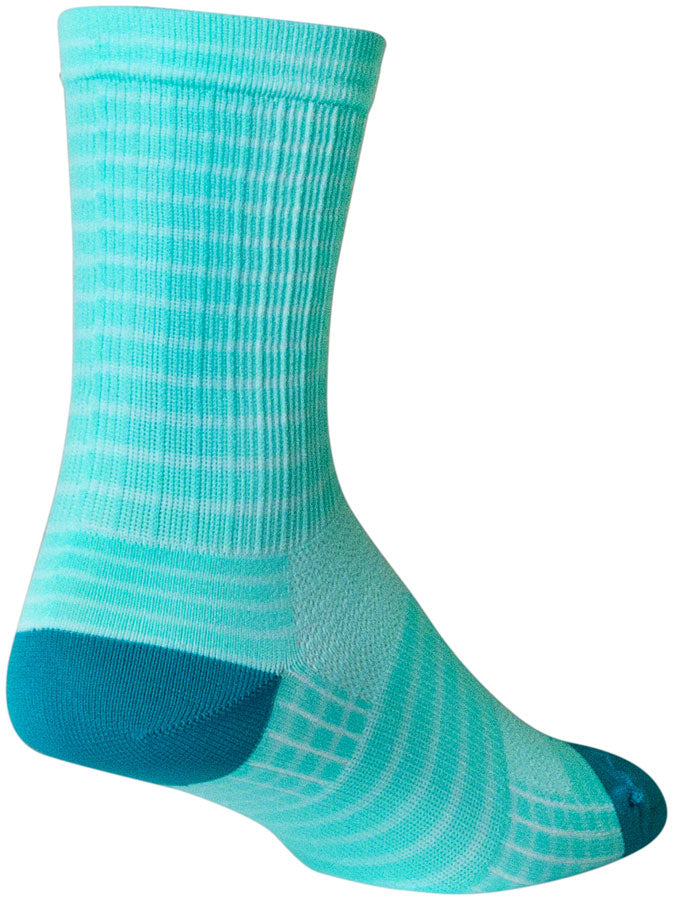 SockGuy Aqua Stripes SGX Socks - 6 inch, Aqua, Large/X-Large