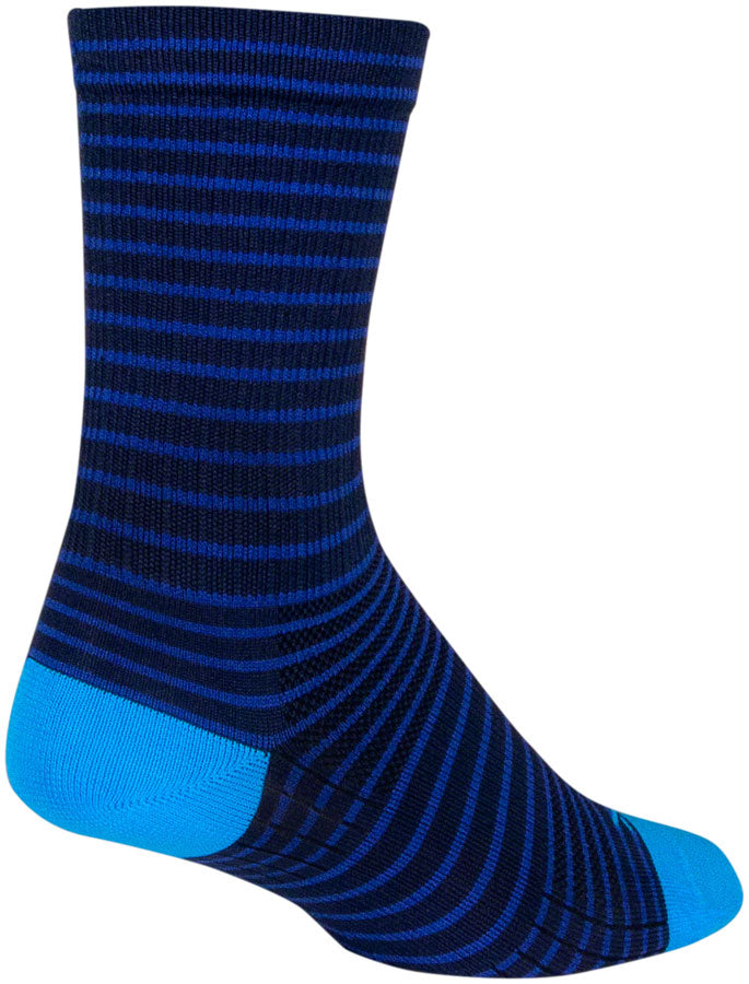 SockGuy Navy Stripes SGX Socks - 6 inch, Navy, Large/X-Large