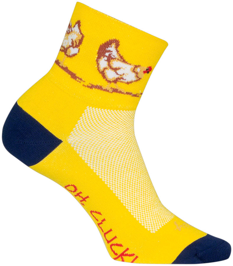 SockGuy Cluck Classic Socks - 3 inch, Yellow/Blue, Small/Medium