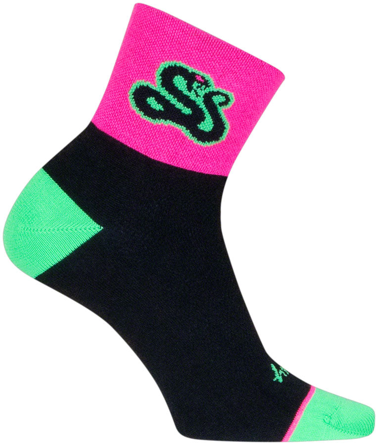 SockGuy Strike Classic Socks - 3 inch, Pink/Black/Green, Small/Medium