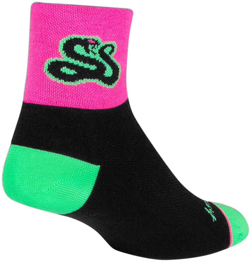 SockGuy Strike Classic Socks - 3 inch, Pink/Black/Green, Small/Medium
