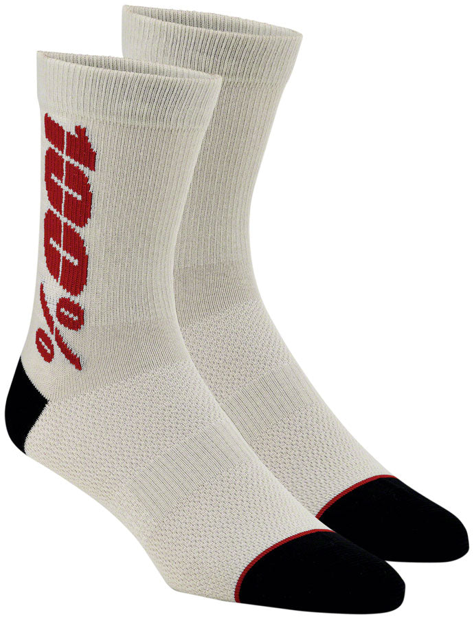 100% Rythym Merino MTB Socks - 6 inch, Silver/Cherry, Small/Medium