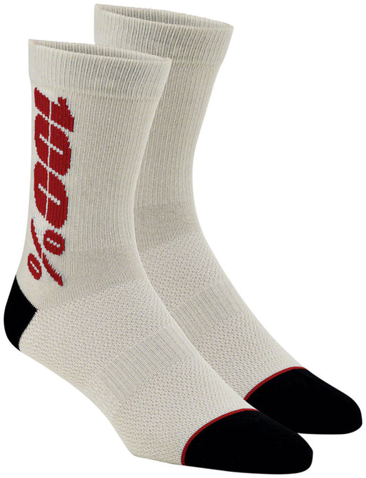 100% Rythym Merino MTB Socks - 6 inch, Silver/Cherry, Large/X-Large