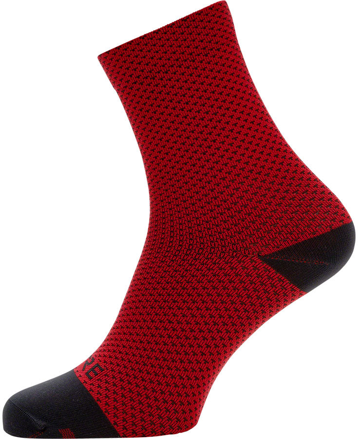 GORE C3 Dot Mid Socks - Red/Black, 6.7" Cuff, Fits Sizes 8-9.5
