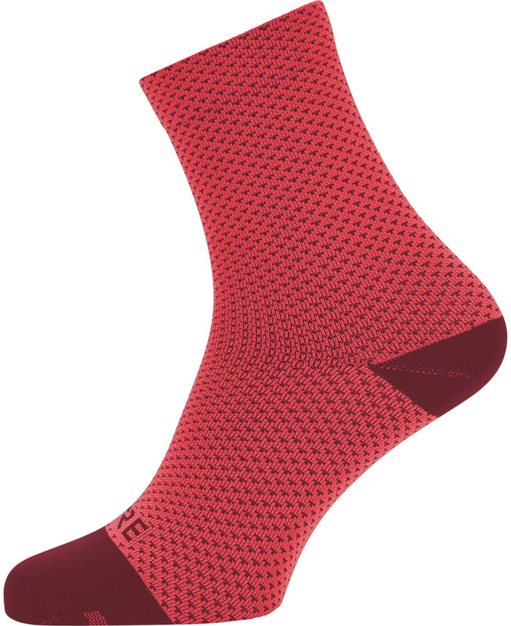 GORE C3 Dot Mid Socks - Hibiscus Pink/Chestnut Red, 6.7" Cuff, Fits Sizes 6-7.5