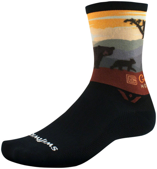 Swiftwick Vision Six Impression National Park Socks - 6 inch, Great Smoky Mountain Bears, XL