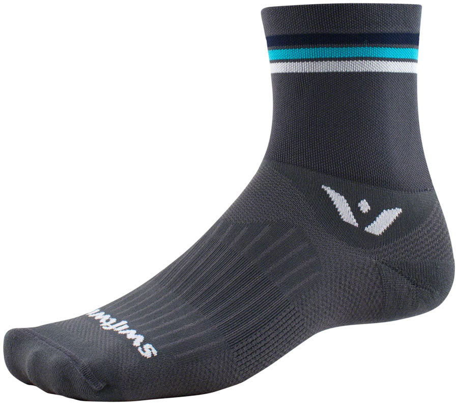 Swiftwick Aspire Four Socks - 4 inch, Gray Stripe, Large