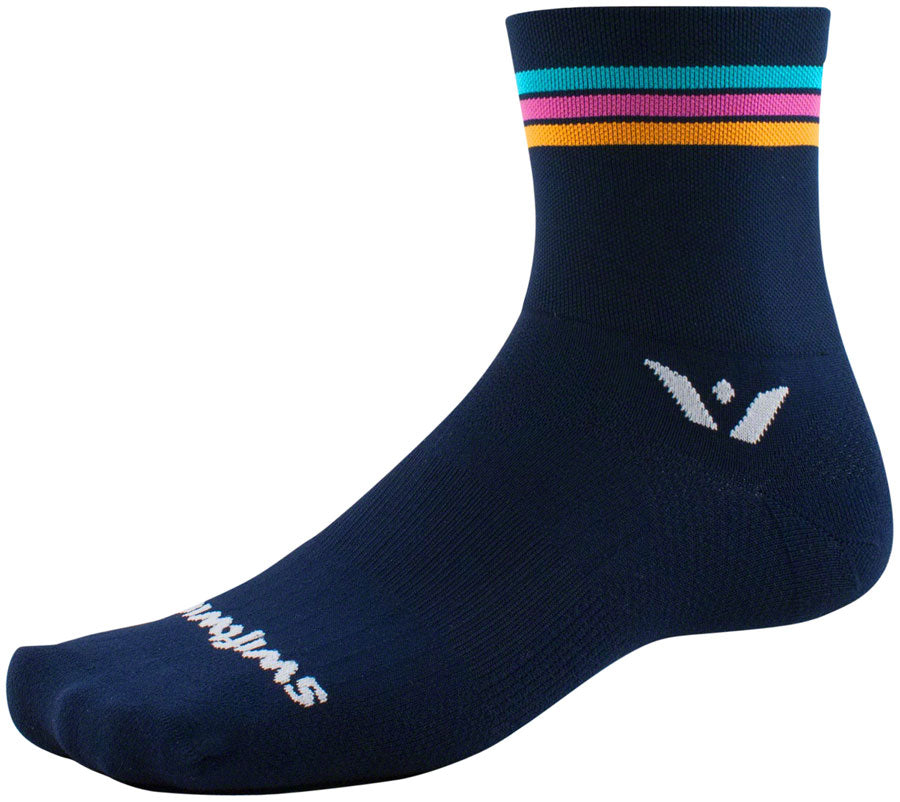 Swiftwick Aspire Four Socks - 4 inch, Navy Stripe, Large