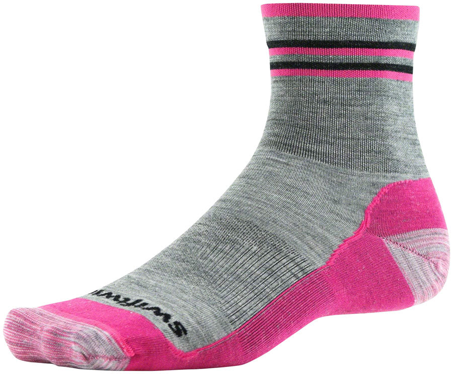 Swiftwick Pursuit Hike Ultra Light Cushion Wool Socks - 4 inch, Heather/Pink, Small
