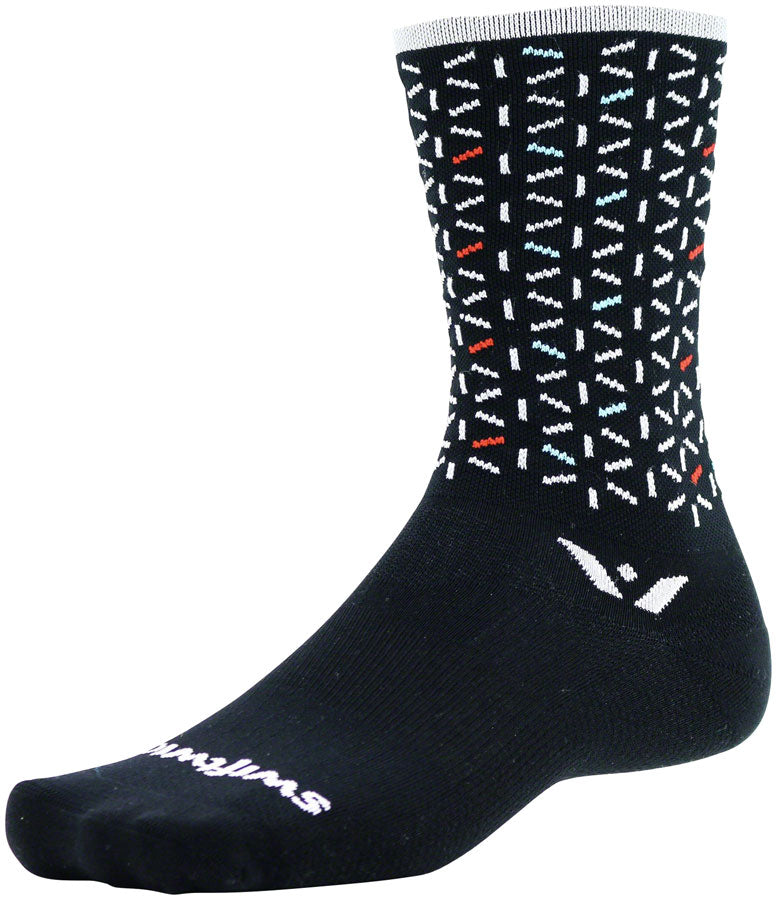Swiftwick Vision Seven Atom Socks - 7 inch, Black/White, Large/X-Large
