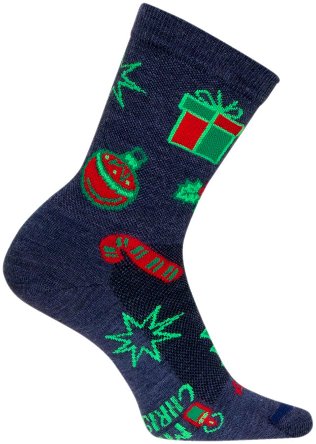 SockGuy Christmas Tme Wool Sock - 6", Small/Medium