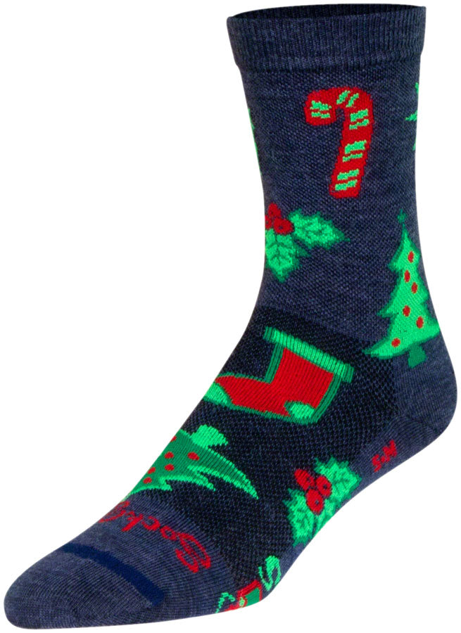 SockGuy Christmas Tme Wool Sock - 6", Small/Medium
