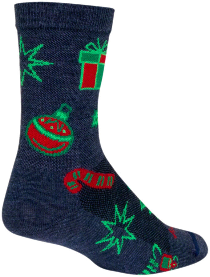 SockGuy Christmas Tme Wool Sock - 6", Large/X-Large