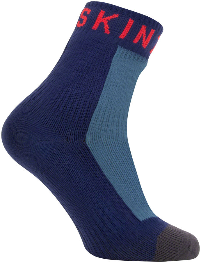 SealSkinz Waterproof Warm Weather Ankle Sock with Hydrostop - X-Large, Navy Blue/Gray/Red
